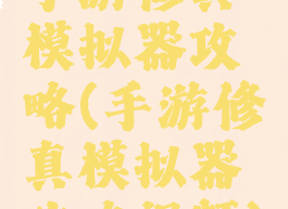 手游修真模拟器攻略(手游修真模拟器攻略视频)