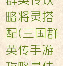 手游三国群英传攻略将灵搭配(三国群英传手游攻略最佳组合)