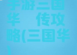 手游三国华佗传攻略(三国华佗)