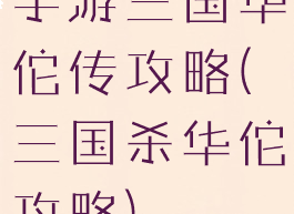 手游三国华佗传攻略(三国杀华佗攻略)