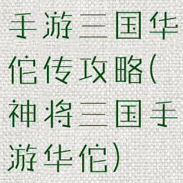 手游三国华佗传攻略(神将三国手游华佗)