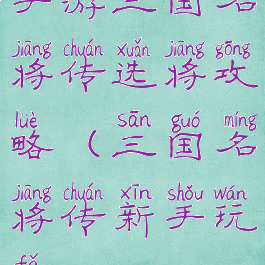 手游三国名将传选将攻略(三国名将传新手玩法)