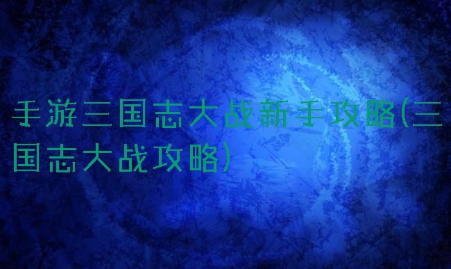 手游三国志大战新手攻略(三国志大战攻略)