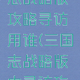 手游三国志战略版攻略寻访用谁(三国志战略版中寻访攻略)