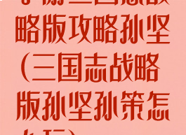 手游三国志战略版攻略孙坚(三国志战略版孙坚孙策怎么玩)