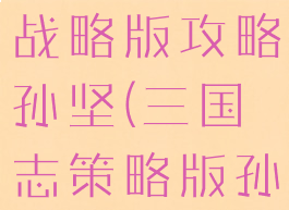 手游三国志战略版攻略孙坚(三国志策略版孙坚)