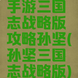 手游三国志战略版攻略孙坚(孙坚三国志战略版)