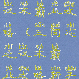 手游三国志汉末霸业攻略(三国志之汉末霸业攻略新手)