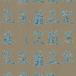 手游三国志汉末霸业攻略(三国志汉末霸业手游怎么玩)