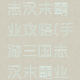 手游三国志汉末霸业攻略(手游三国志汉末霸业攻略图)