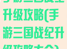 手游三国战纪升级攻略(手游三国战纪升级攻略大全)