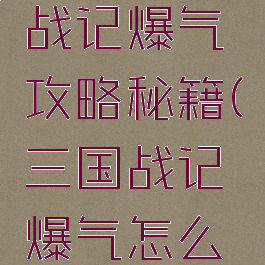 手游三国战记爆气攻略秘籍(三国战记爆气怎么用)