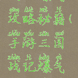手游三国战记爆气攻略秘籍(手游三国战记爆气攻略秘籍怎么用)