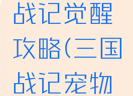 手游三国战记觉醒攻略(三国战记宠物觉醒攻略)