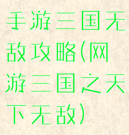 手游三国无敌攻略(网游三国之天下无敌)