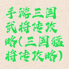 手游三国武将传攻略(三国猛将传攻略)