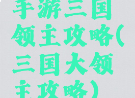 手游三国领主攻略(三国大领主攻略)
