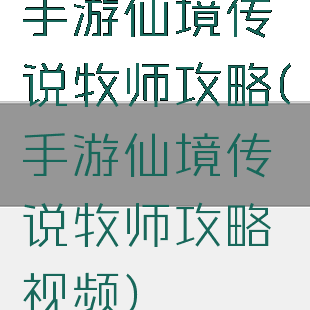 手游仙境传说牧师攻略(手游仙境传说牧师攻略视频)