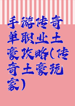 手游传奇单职业土豪攻略(传奇土豪玩家)
