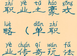 手游传奇单职业土豪攻略(单职业传奇玩法攻略)