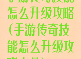 手游传奇技能怎么升级攻略(手游传奇技能怎么升级攻略大全)