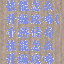 手游传奇技能怎么升级攻略(手游传奇技能怎么升级攻略视频)