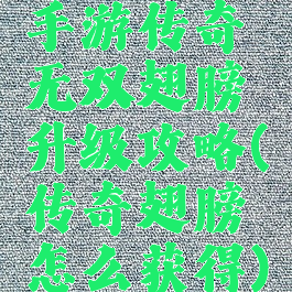 手游传奇无双翅膀升级攻略(传奇翅膀怎么获得)