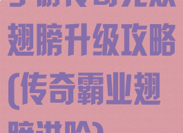 手游传奇无双翅膀升级攻略(传奇霸业翅膀进阶)