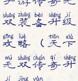 手游传奇无双装备升级攻略(天下无双传奇升级经验)