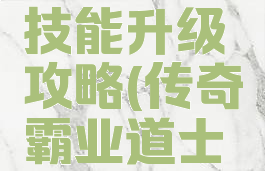 手游传奇霸业道士技能升级攻略(传奇霸业道士飞升职业攻略)