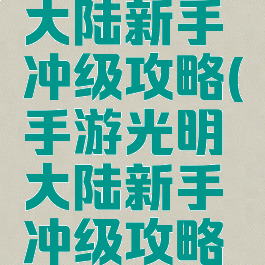 手游光明大陆新手冲级攻略(手游光明大陆新手冲级攻略图)