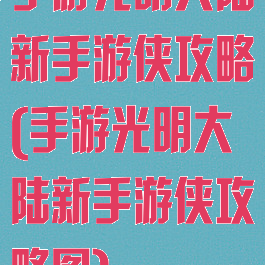 手游光明大陆新手游侠攻略(手游光明大陆新手游侠攻略图)