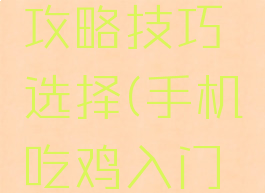 手游吃鸡攻略技巧选择(手机吃鸡入门攻略)