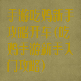 手游吃鸡新手攻略开车(吃鸡手游新手入门攻略)