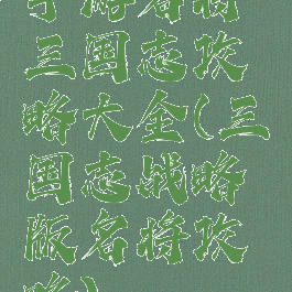 手游名将三国志攻略大全(三国志战略版名将攻略)