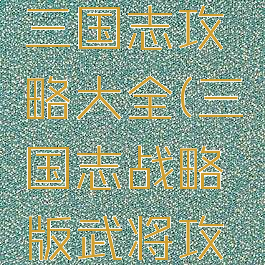 手游名将三国志攻略大全(三国志战略版武将攻略大全)