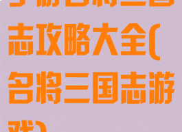 手游名将三国志攻略大全(名将三国志游戏)