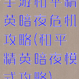 手游和平精英暗夜危机攻略(和平精英暗夜模式攻略)