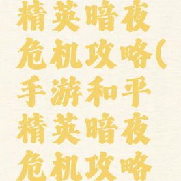 手游和平精英暗夜危机攻略(手游和平精英暗夜危机攻略图)