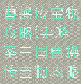 手游圣三国曹操传宝物攻略(手游圣三国曹操传宝物攻略图)