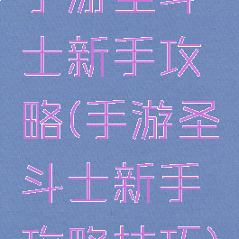 手游圣斗士新手攻略(手游圣斗士新手攻略技巧)