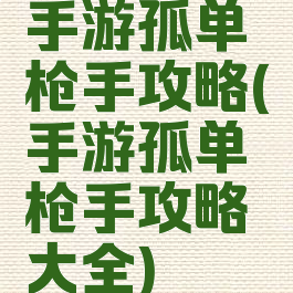 手游孤单枪手攻略(手游孤单枪手攻略大全)