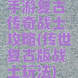 手游复古传奇战士攻略(传世复古版战士玩法)