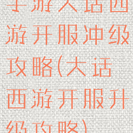 手游大话西游开服冲级攻略(大话西游开服升级攻略)
