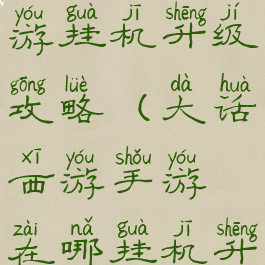 手游大话西游挂机升级攻略(大话西游手游在哪挂机升级)