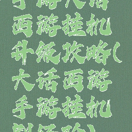 手游大话西游挂机升级攻略(大话西游手游挂机刷经验)