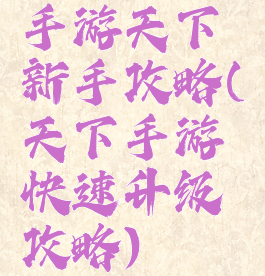 手游天下新手攻略(天下手游快速升级攻略)