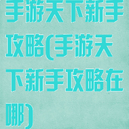 手游天下新手攻略(手游天下新手攻略在哪)
