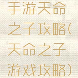 手游天命之子攻略(天命之子游戏攻略)
