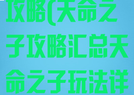 手游天命之子攻略(天命之子攻略汇总天命之子玩法详解)